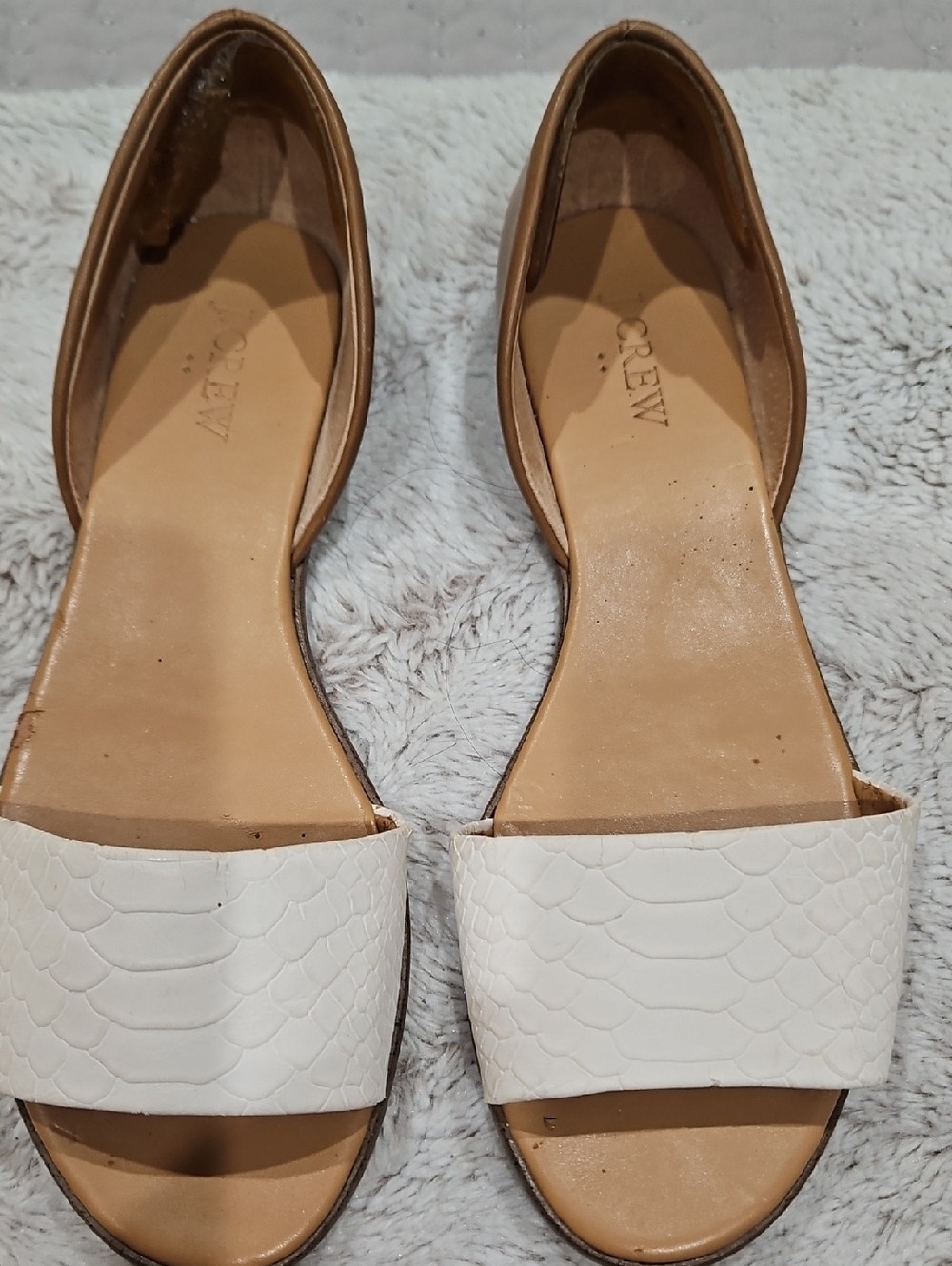 J. Crew White Textured Open-Toe Slide Sandals